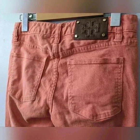 TORY BURCH Alexa Cropped Skinny Coral orange size 24 Stretch - Picture 10 of 15